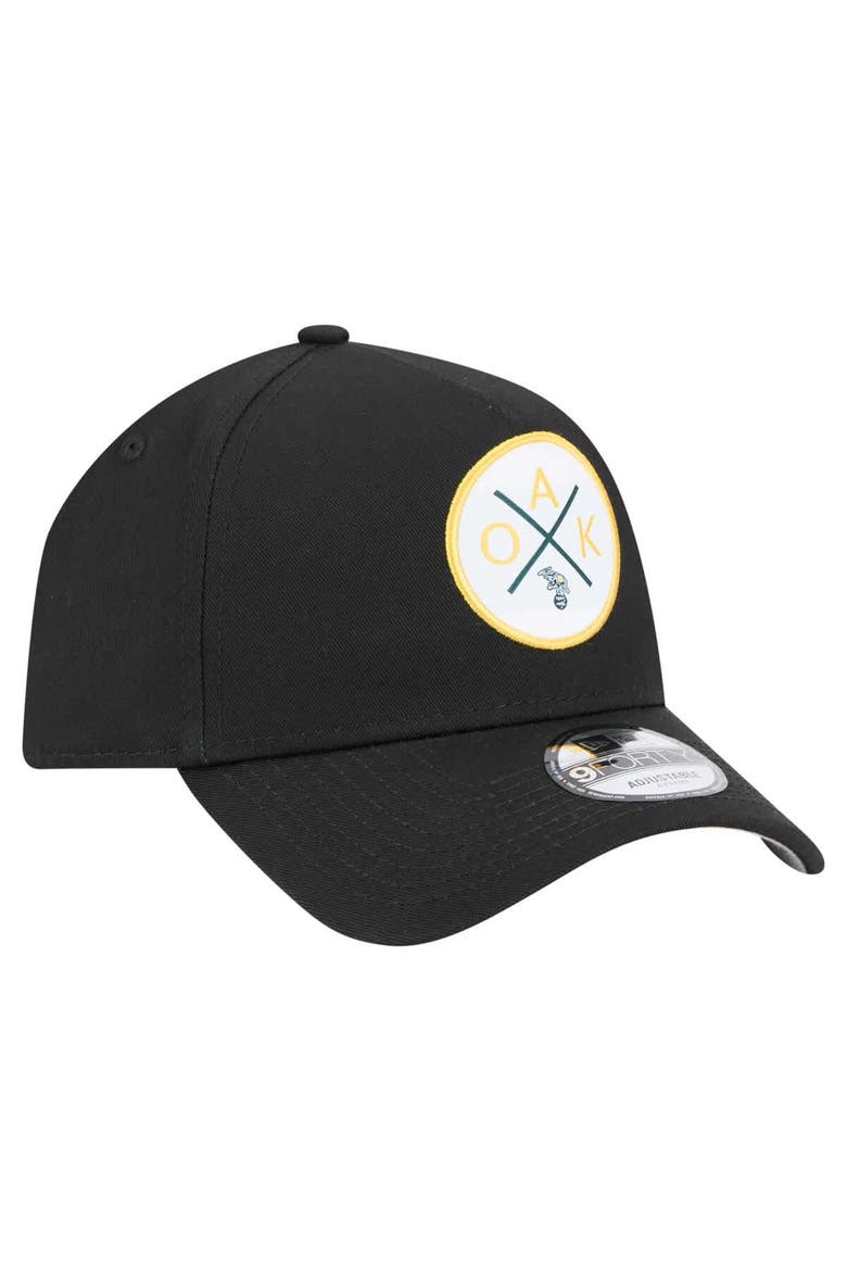 Men's New Era Black Oakland Athletics 9FORTY A-Frame Adjustable Hat, Alternate, color, Black