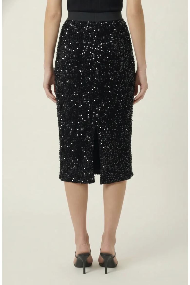 Sequin Midi Skirt, Alternate, color, Black