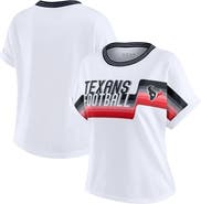 WEAR by Erin Andrews Women's WEAR by Erin Andrews White Houston Texans Cropped Center Stripe Dolman T-Shirt
