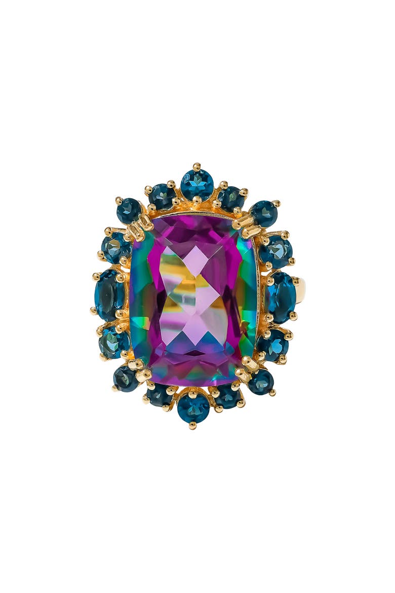 London Blue Doublet Quartz & Rhodolite Garnet Statement Ring, Alternate, color, PINK