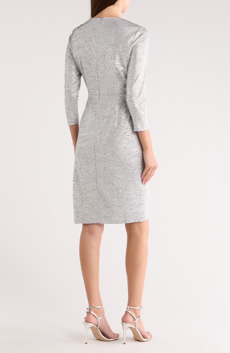 Vince Camuto Foiled Pleated Sheath Dress, Alternate, color, Silver