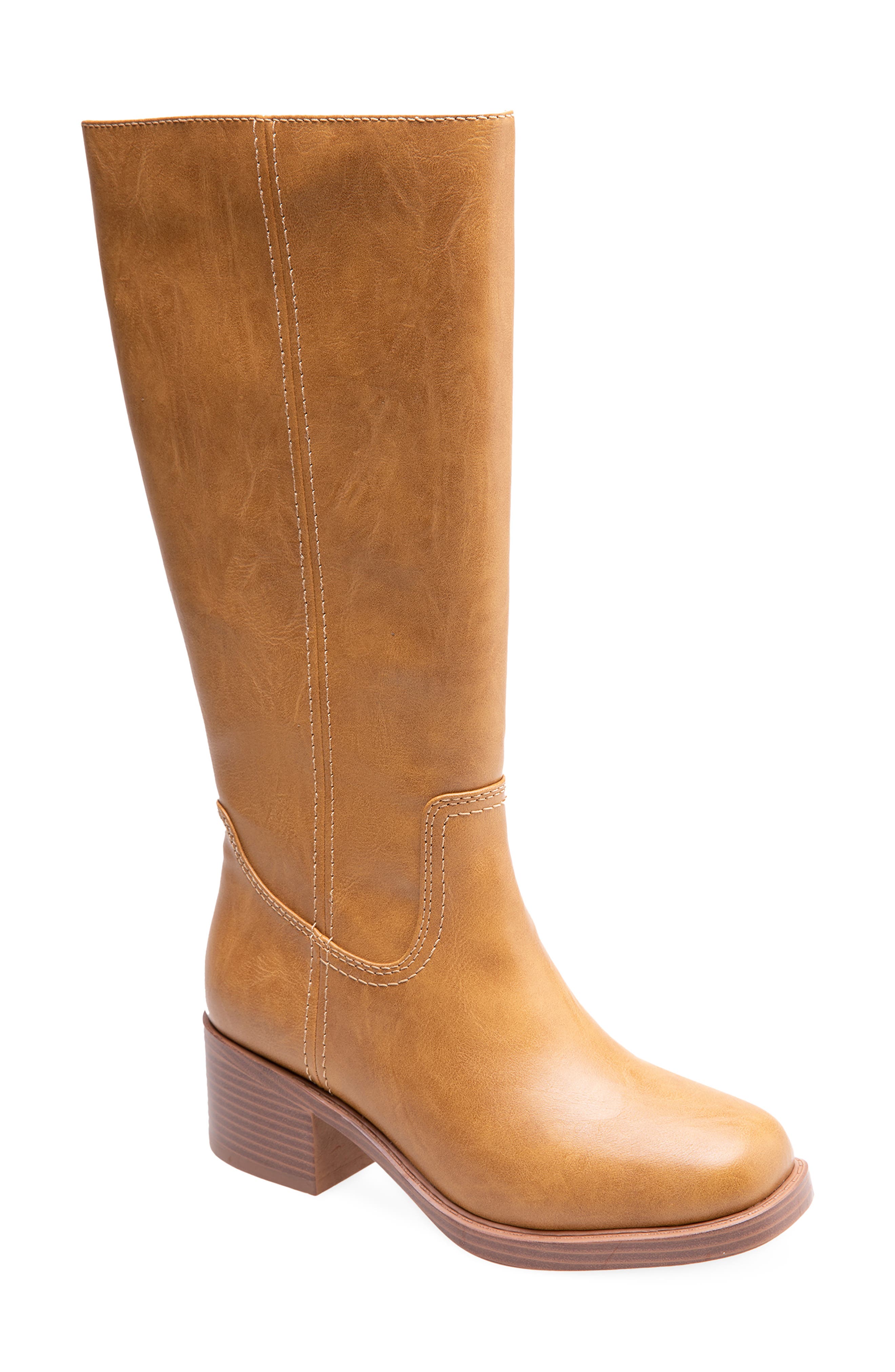 Mustang Faux Leather Tall Boot, Main, color, TAN