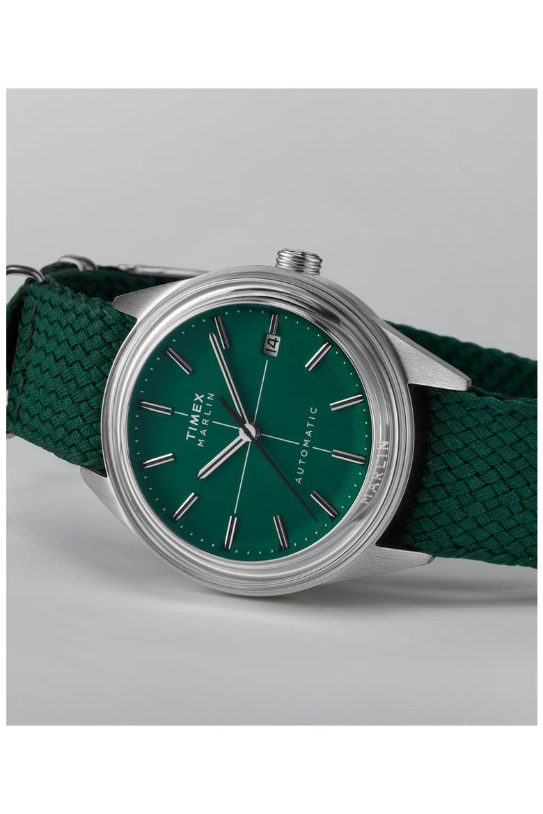Marlin® Jet Automatic Fabric Strap Watch, 38mm, Alternate, color, GREEN