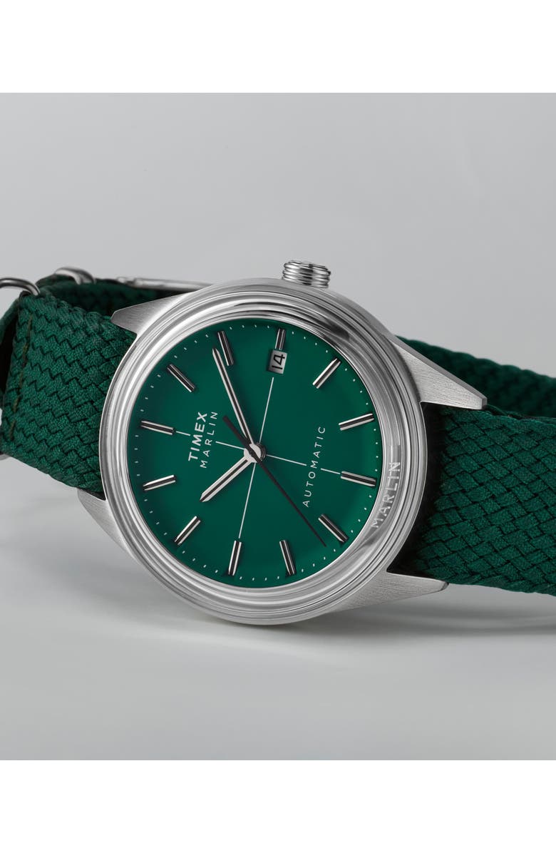 Timex<sup>®</sup> Marlin<sup>®</sup> Jet Automatic Fabric Strap Watch, 38mm, Alternate, color, Green