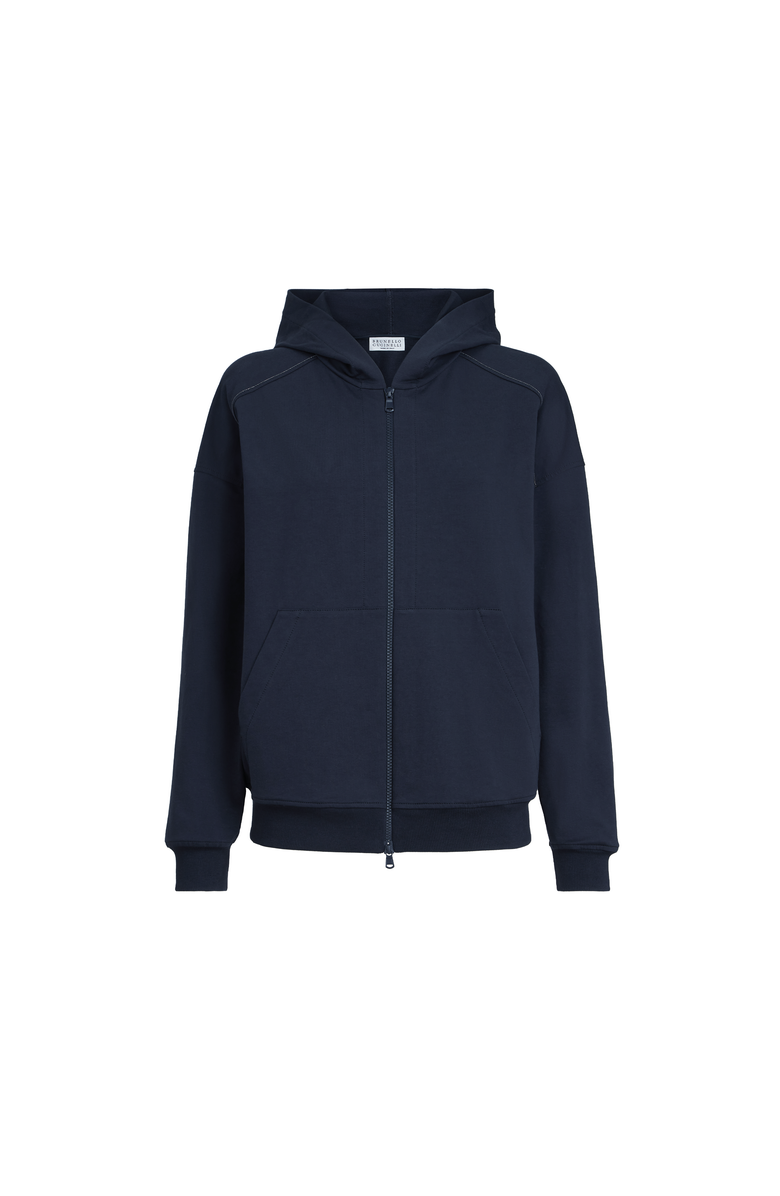 Brunello Cucinelli Lightweight French terry sweatshirt, Main, color, Blue