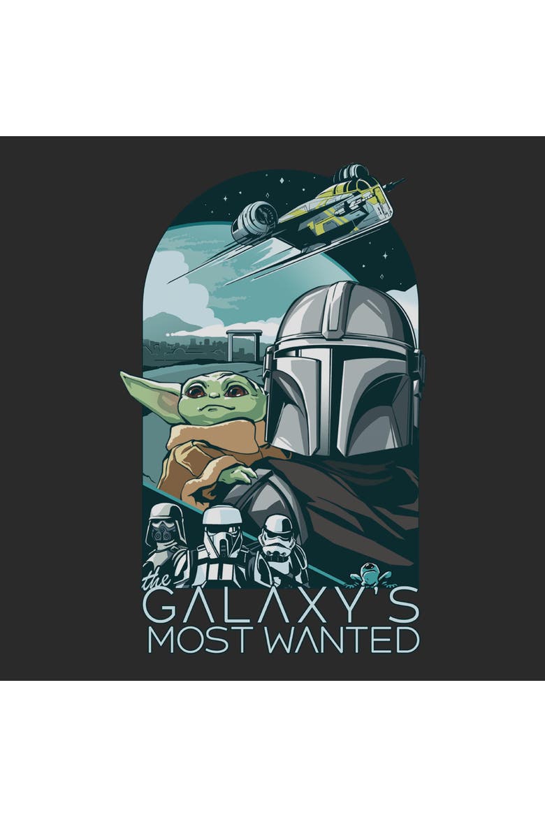 Men's Star Wars The Mandalorian and Grogu Galaxy's Most Wanted Comic Art  Graphic T-Shirt, Alternate, color, Charcoal