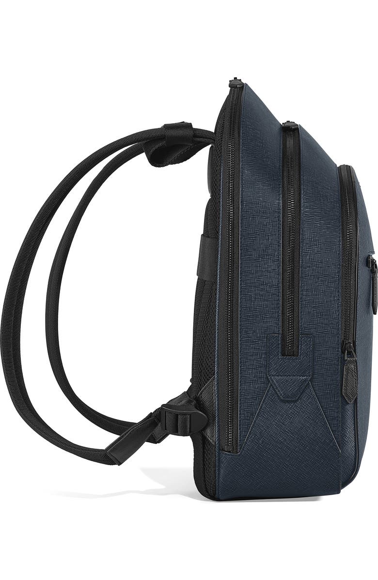 Montblanc Sartorial Leather Backpack, Alternate, color, Tweed Blue