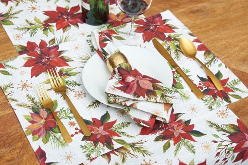 C & F Home C&f Home Poinsettia Placemats Set Of 6, 14" X 20" In Red
