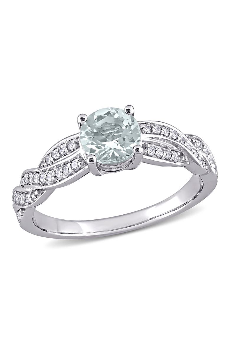 Aquamarine & Diamond Infinity Ring 14k, Main, color, Aquamarine