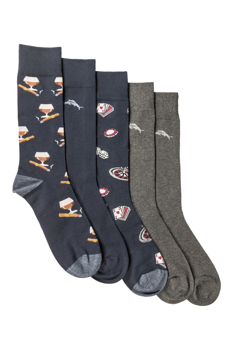CoolMax® EcoMade 5-Pack Assorted Crew Socks, Main, color, NAVY/ CHARCOAL
