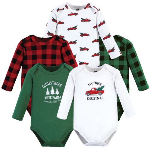 Hudson Baby Cotton Long-sleeve Bodysuits 5-pack In White