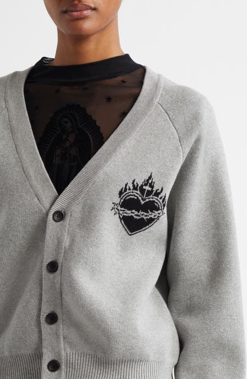 Shop Bella Dona Bella Doña Virgencita Cotton Cardigan In Grey