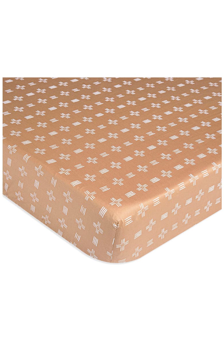 Cotton Sateen Fitted Crib Sheet, Alternate, color, COPPER DASH