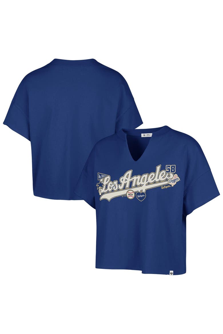 Women's '47 x Stoney Clover Lane Royal Los Angeles Dodgers Oversized Notch Neck T-Shirt, Main, color, Royal