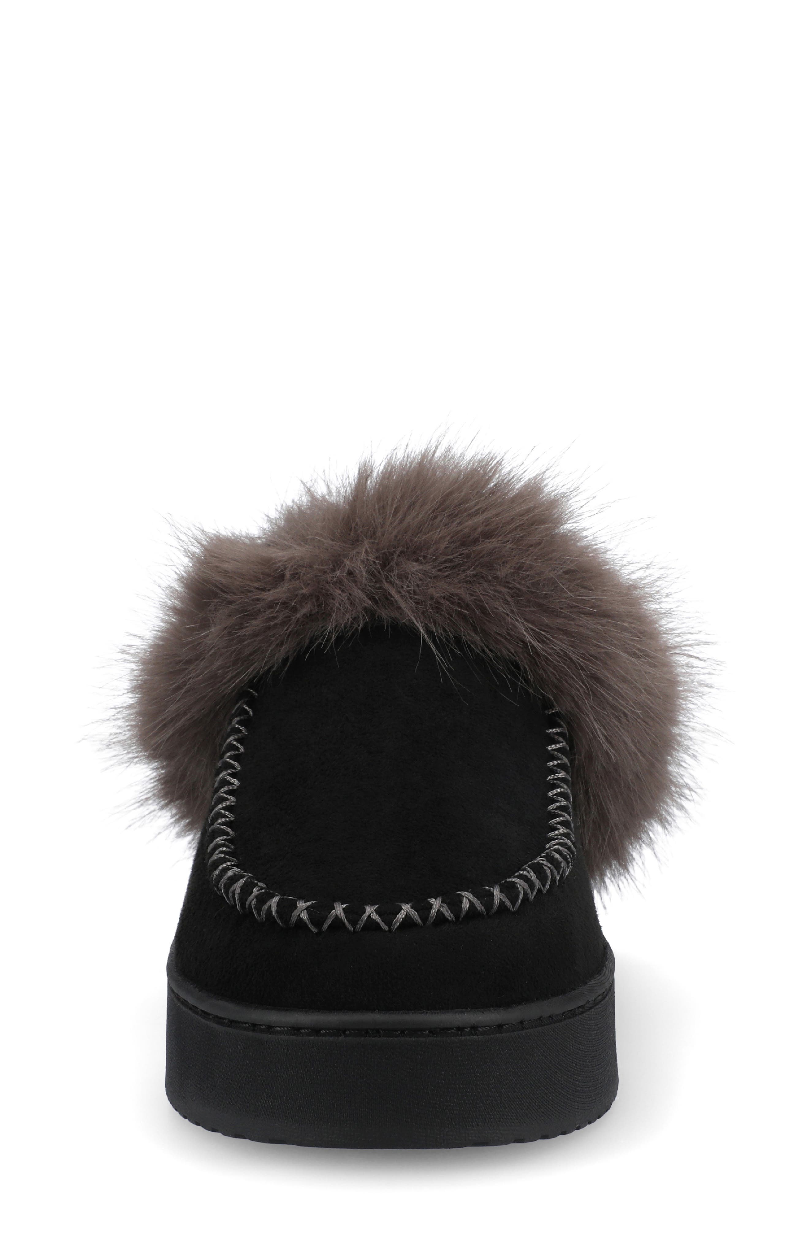 Journee Collection Taran Faux Shearling Lined Slipper, Alternate, color, Black