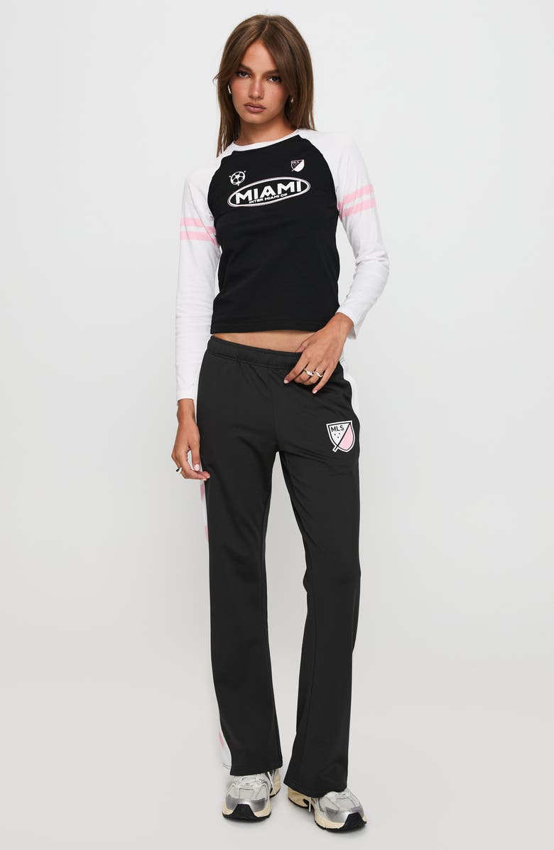 Princess Polly Track Star Flare Pants, Alternate, color, Black