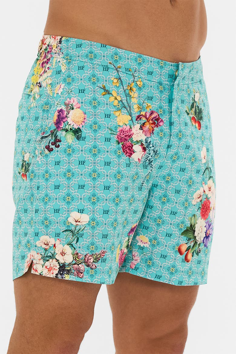 Mid Length Boardshort With Fixed Waist Gardens Of Queluz, Alternate, color, Gardens Of Queluz