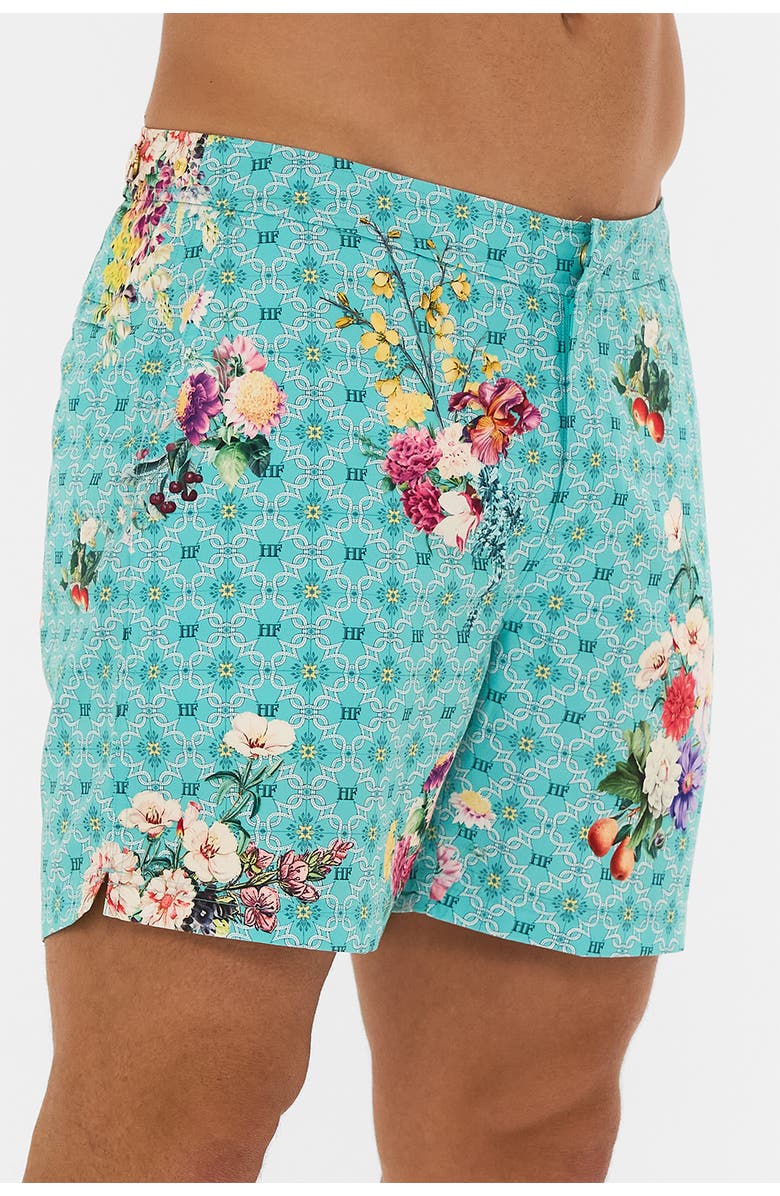 Hotel Franks By Camilla Mid Length Boardshort With Fixed Waist Gardens Of Queluz, Alternate, color, Gardens Of Queluz