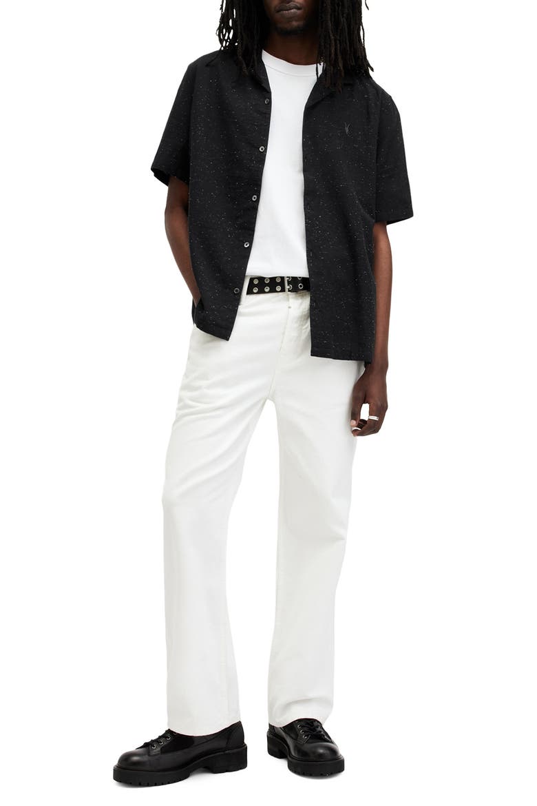 Bryant Relaxed Fit Neppy Camp Shirt, Alternate, color, BLACK