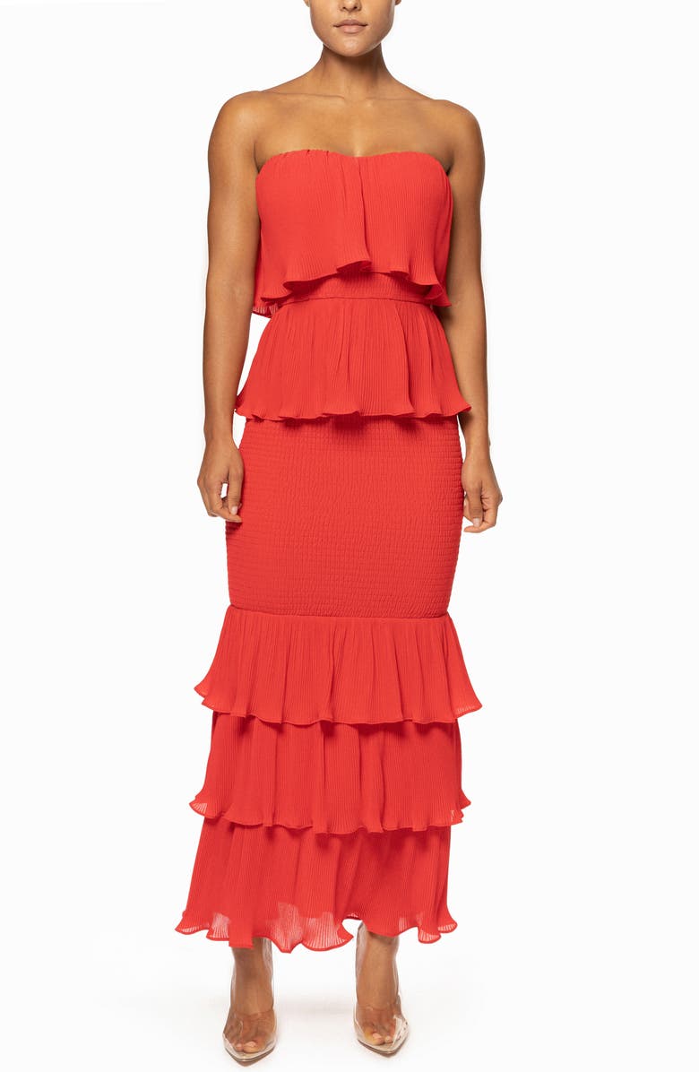 JLUXLABEL Casa Blanca Ruffle Strapless Smocked Dress, Alternate, color, 