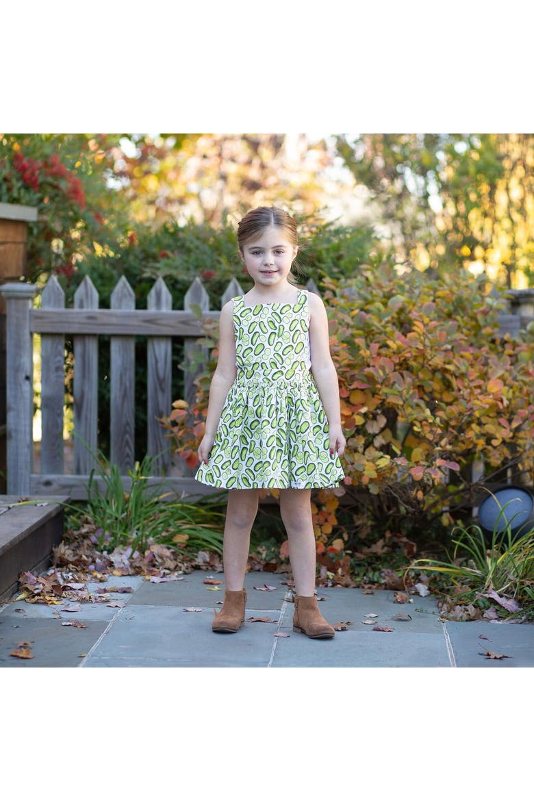 Girls Pinafore Dress, Alternate, color, Pickles