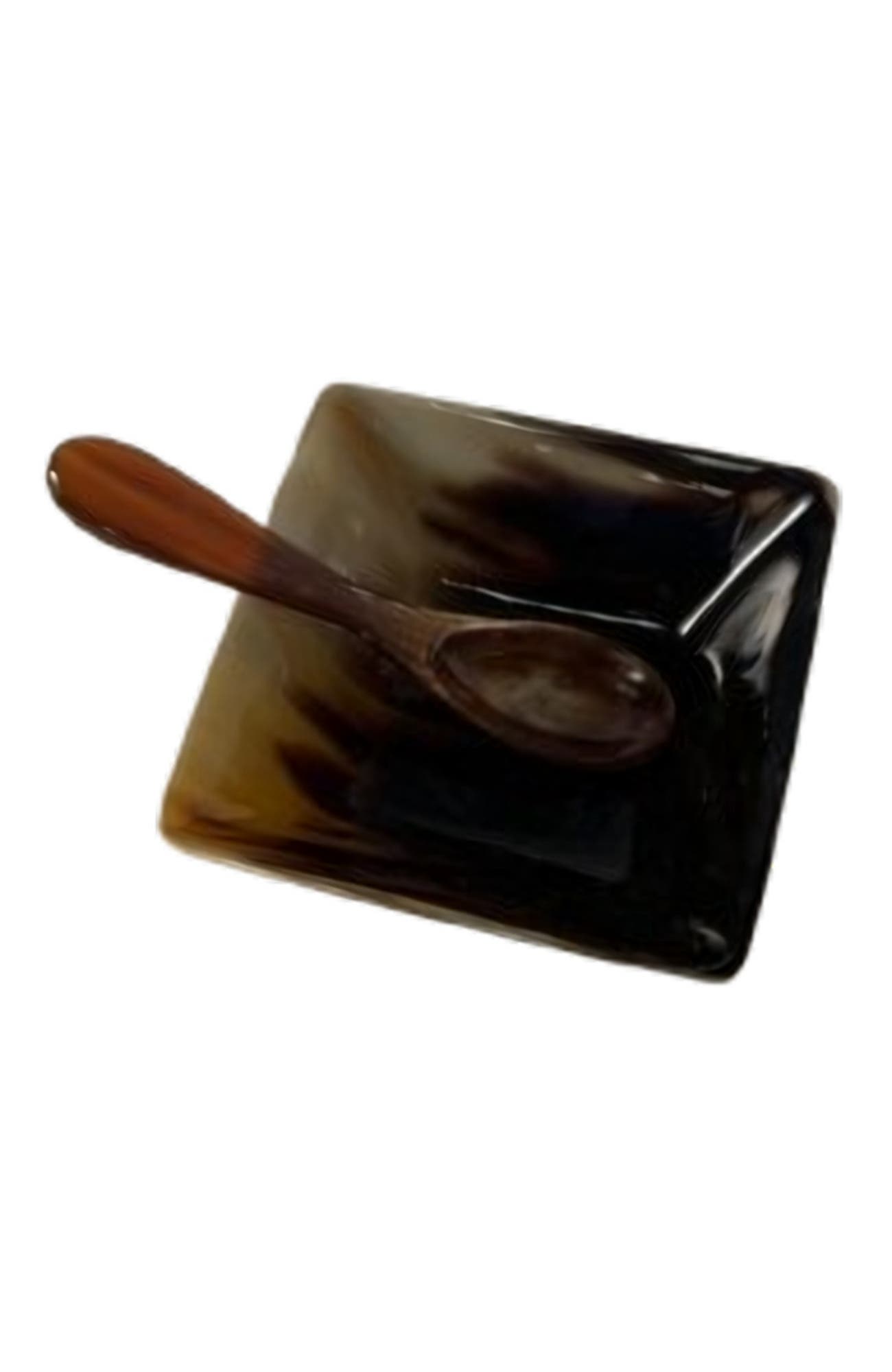 Maadili Collective Horn Spice Bowl with Spoon in Brown 