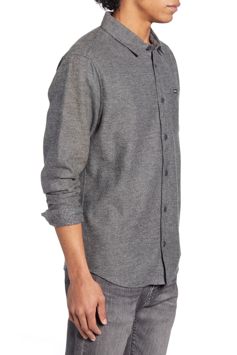 Sand Button-Up Flannel Shirt, Alternate, color, BLACK