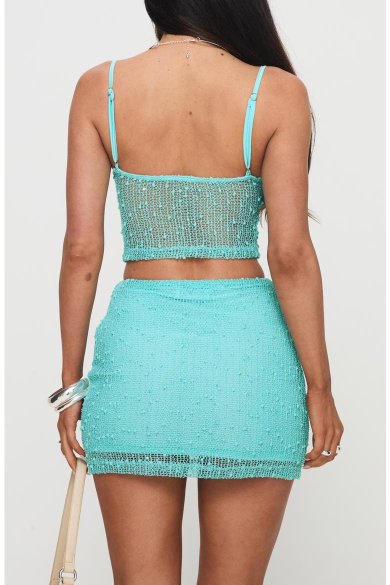 Aarti Crochet-Inspired Top & Miniskirt, Alternate, color, BLUE