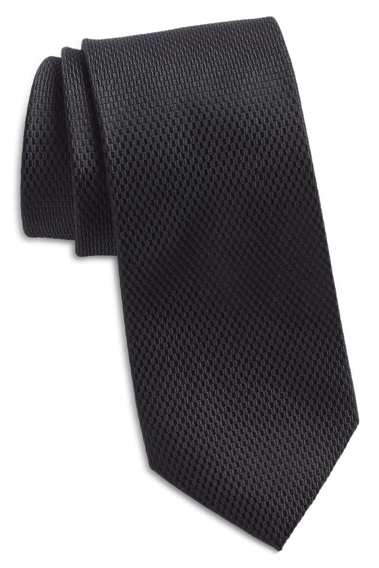 Solid Silk Tie, Main, color, BLACK