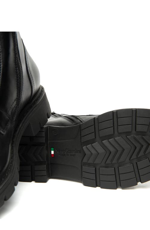 Nerogiardini Buckle Combat Boot In Animal Print