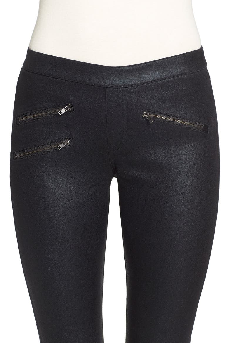 Coated Twill Leggings, Alternate, color, BLACK
