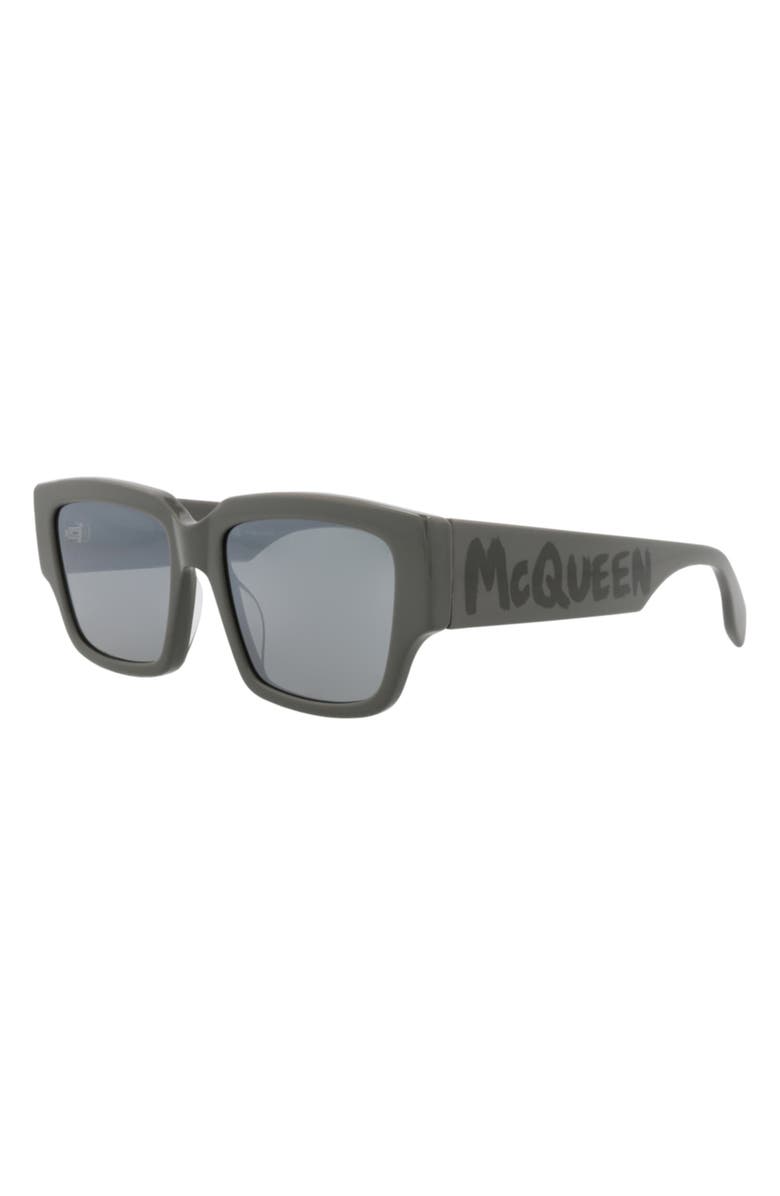 McQueen 56mm Square Sunglasses, Alternate, color, Grey Grey Silver