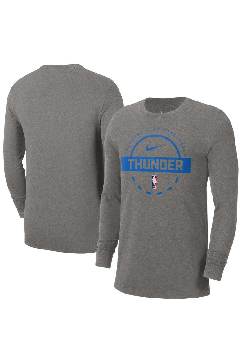 Men's Nike  Charcoal Oklahoma City Thunder Authentic Long Sleeve Practice T-Shirt, Main, color, Charcoal