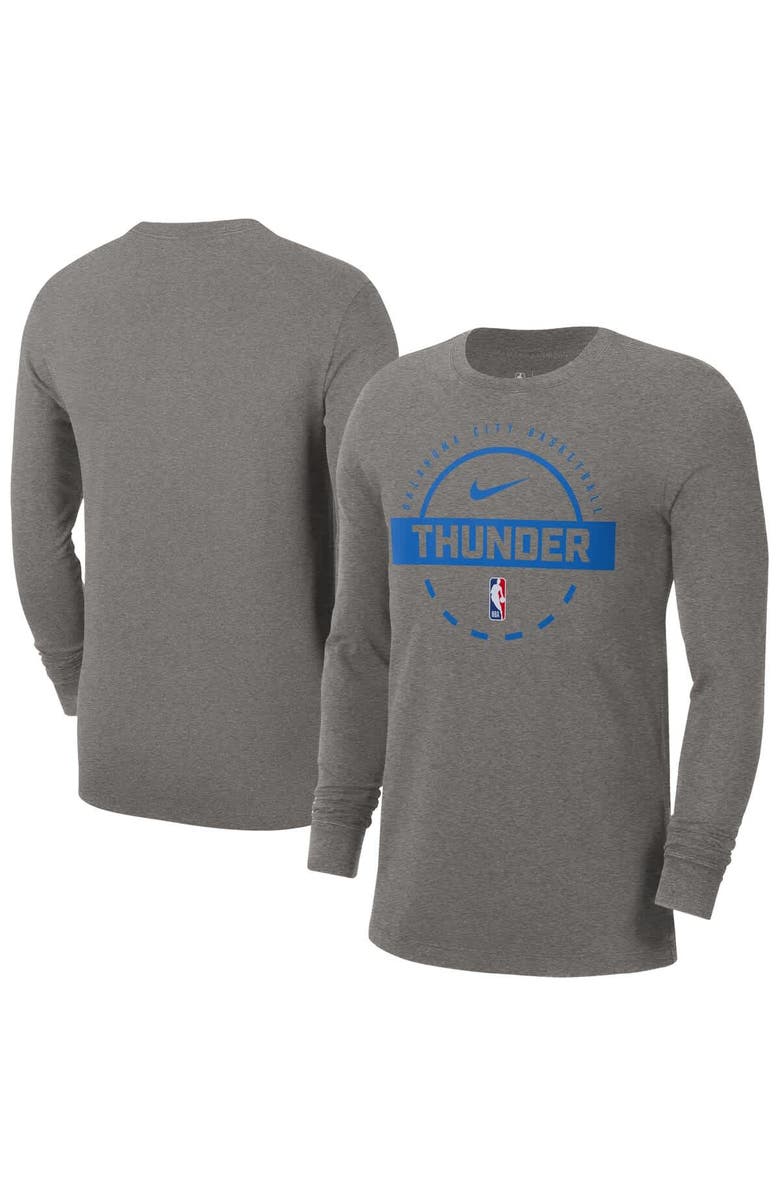 Nike Men's Nike  Charcoal Oklahoma City Thunder Authentic Long Sleeve Practice T-Shirt, Main, color, Charcoal