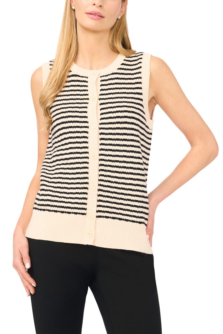 Stripe Sweater Vest, Main, color, BUTTERCREAM