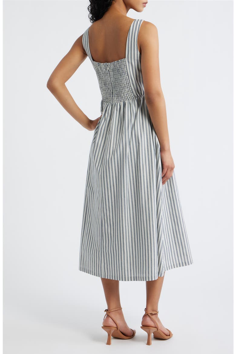 Olea Stripe Midi Dress, Alternate, color, NAVY/ WHITE