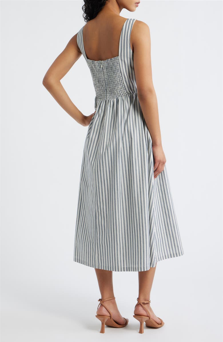 Lulus Olea Stripe Midi Dress, Alternate, color, Navy/ White
