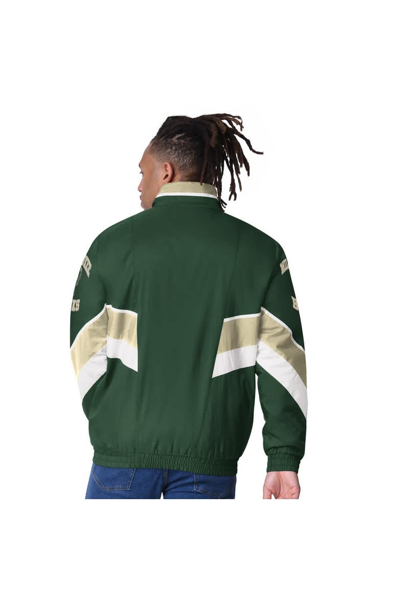 Men's Starter Hunter Green Milwaukee Bucks Captain Oxford Full-Zip Jacket, Alternate, color, Hunter Green