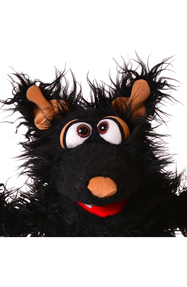Living Puppets Grif The Black Dog 12 Inch Plush Hand Puppet, Handmade, Alternate, color, Black