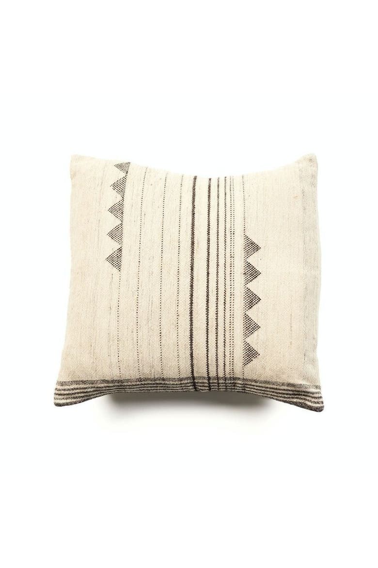 Kora Black Handloom Artisanal Pillow - Cover Only, Main, color, Black/White