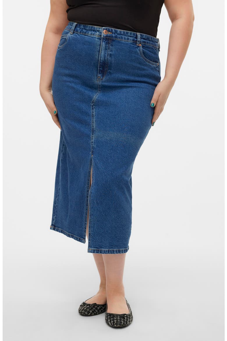 Veri Denim Midi Skirt, Alternate, color, MEDIUM BLUE DENIM