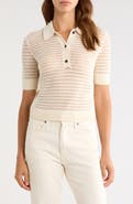 Maria McManus Open Knit Recycled Cashmere & Organic Cotton Polo Sweater