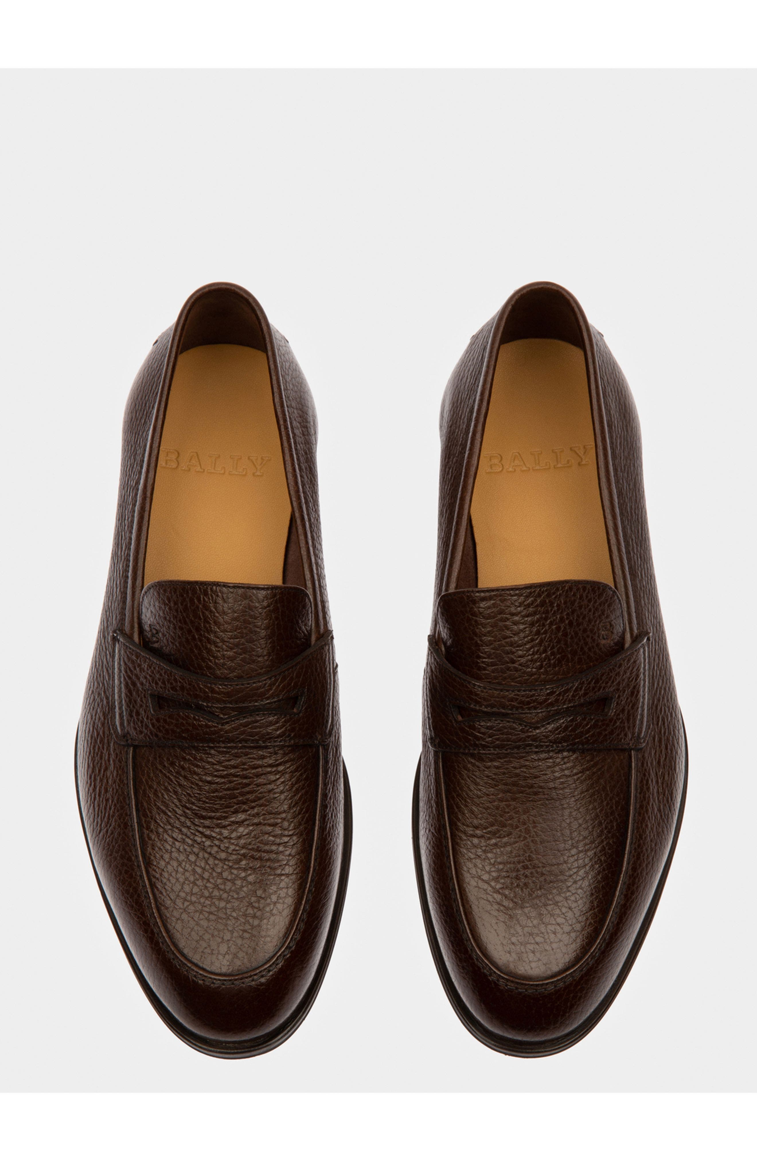 Bally Webb Leather Loafers In Deer Leather, Alternate, color, Brown