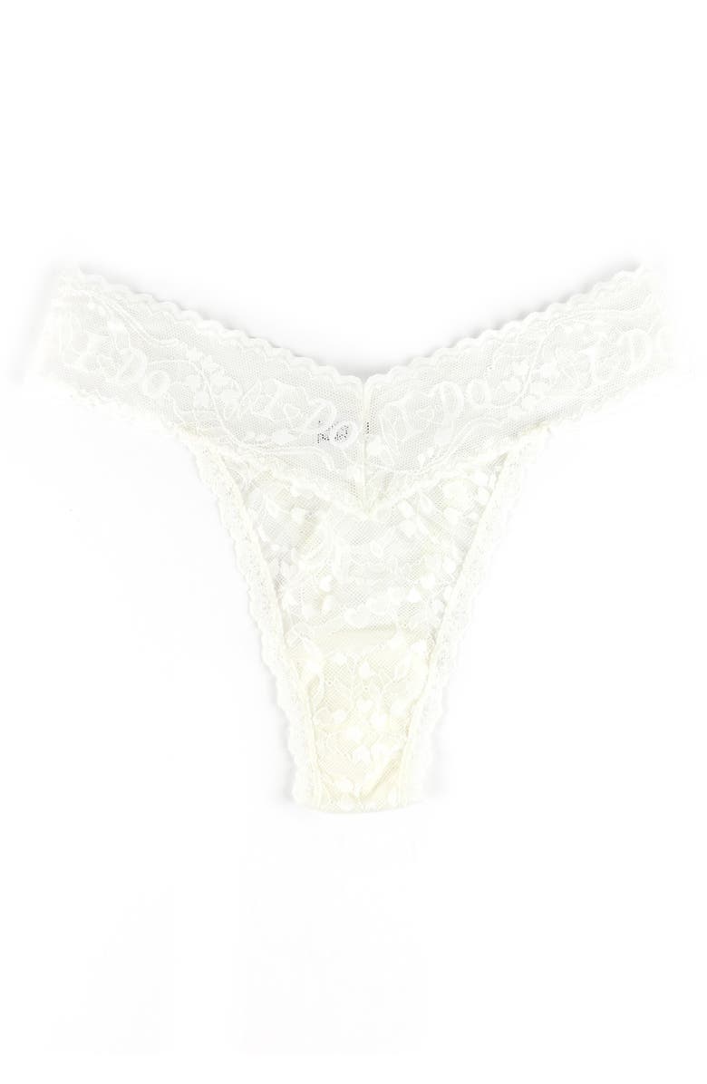 Hanky Panky I Do Shimmer Lace Thong, Alternate, color, Light Ivory