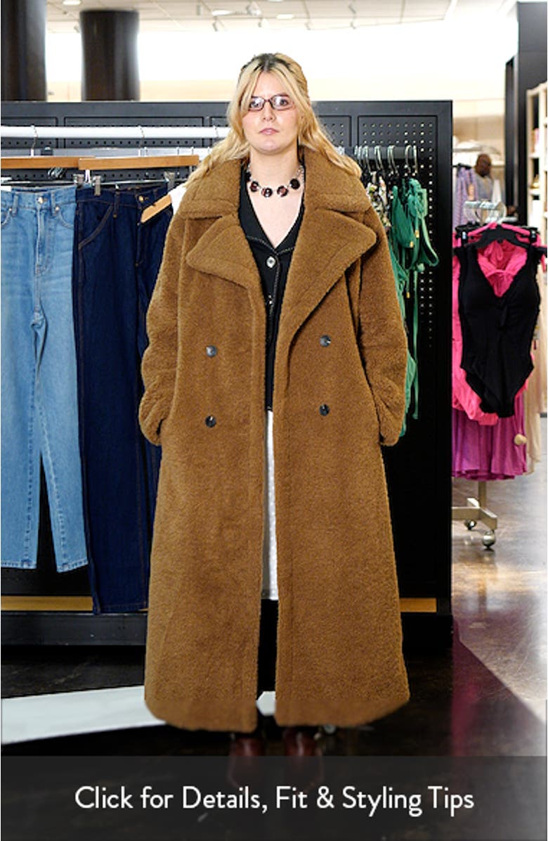 Double Breasted Oversized Faux Fur Maxi Coat, sales video thumbnail