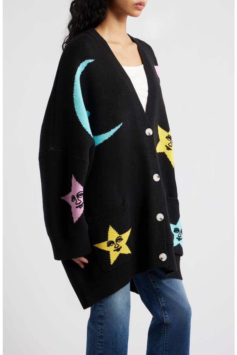 All Knowing Cotton Blend Cardigan, Alternate, color, BLACK