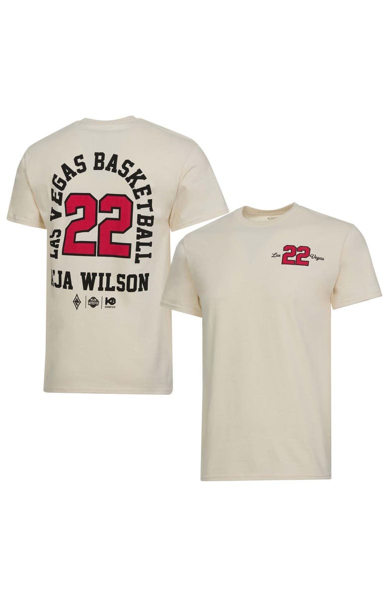 KUR8TED Unisex A'ja Wilson Natural Las Vegas Aces Player ID Arch T-Shirt, Main, color, 