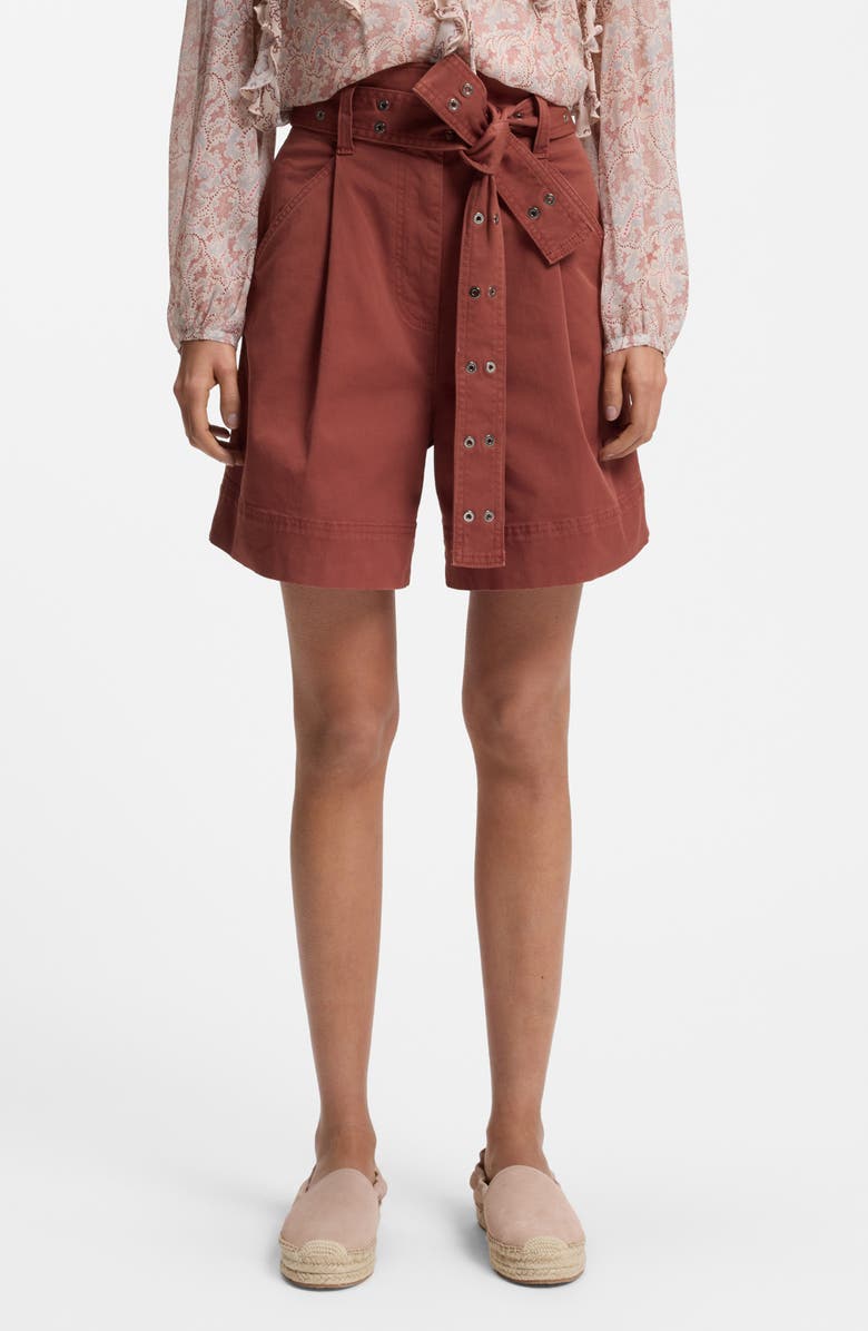 BOSS Orange Tulina Twill Shorts, Main, color, Henna