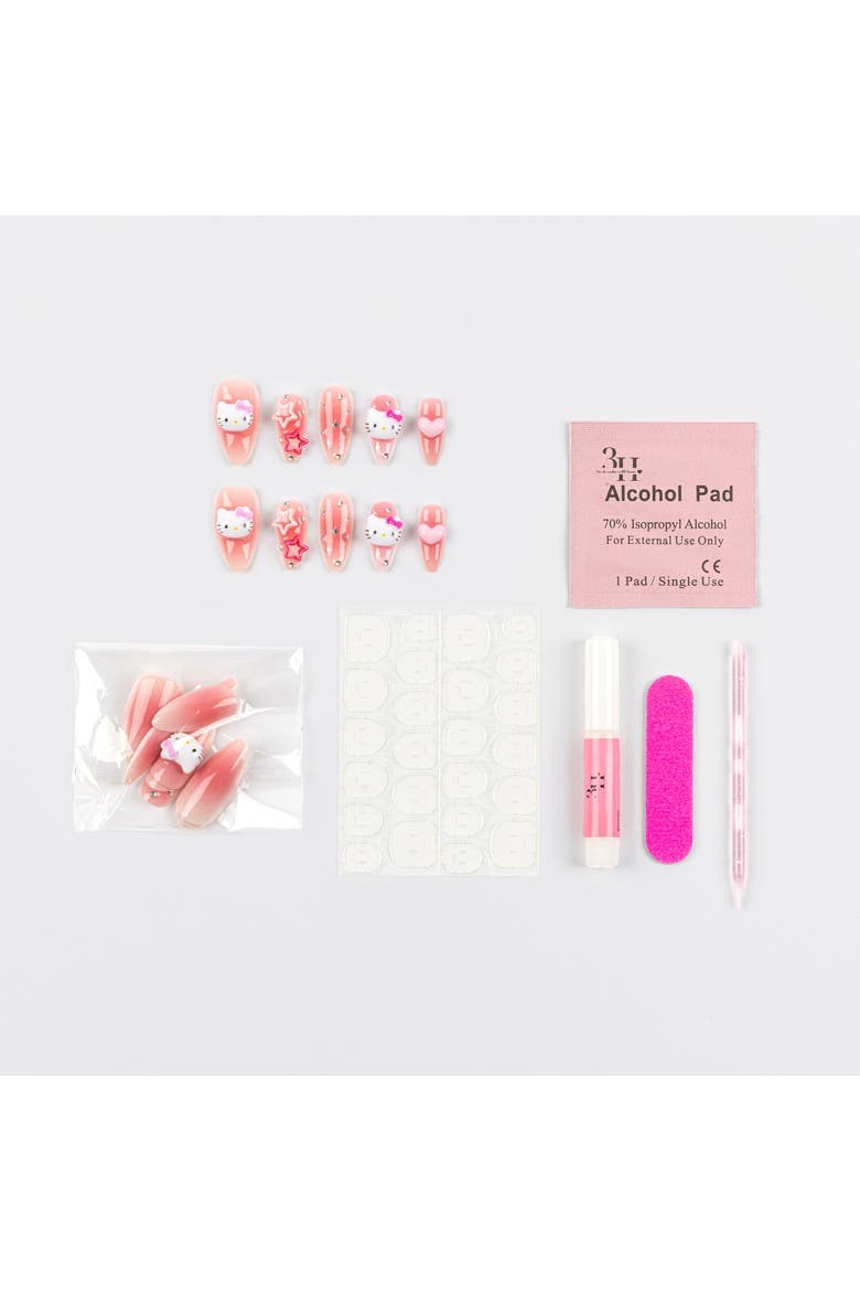 Hello Kitty 3D Medium Almond Press-On Nails, Alternate, color, Multicolor