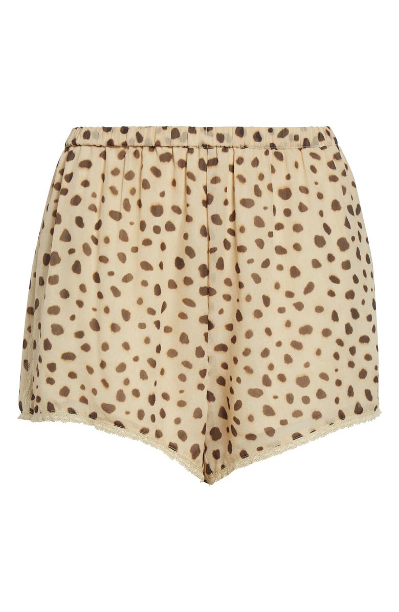 POSSE Priscilla Cheetah Spot Lace Trim Silk Shorts, Alternate, color, Cheetah